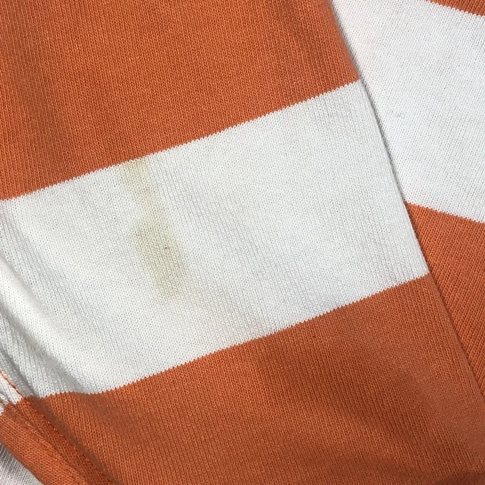 Vintage Polo Ralph Lauren Rugby Shirt Mens M Orange White Stripe Long Sleeve